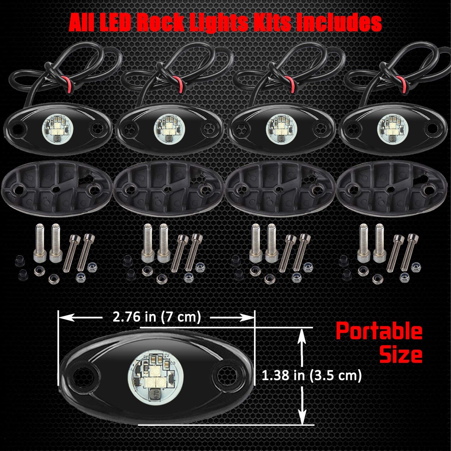 4Pods Rock Lights Kit Car Atmosphere Lamp for Offroad Truck SUV 4x4 ATV Boat LED Underglow Trail Rig Lights