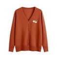 thumbnail image 2 of Hfnxid Women Cardigan Sweaters Lightweight Long Sleeve Open Front Cardigans Embroidered Knit Sweater Button Up V Nek Coat Orange L, 2 of 6