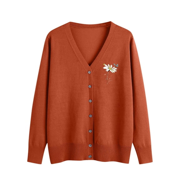 Admvng Cardigan Sweaters for Women Solid Casual Knitted Button Up Long Sleeved Oversize V-neck Sweater Outer, Size S-3XL