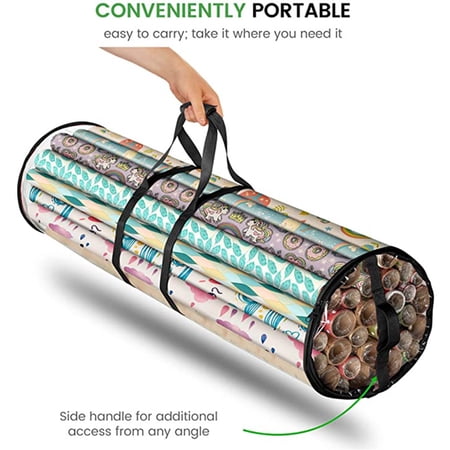 Cheers US Gift Wrapping Paper Storage Organizer Bag  Store  Heavy Duty Polyester plus PVC Clear Bag with Handles and Zippered Top