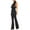 Black, variant on aidice Jumpsuits for Women Casual Sleeveless High Neck Belt Zip Slim Fitting Office Flare Pants Rompers