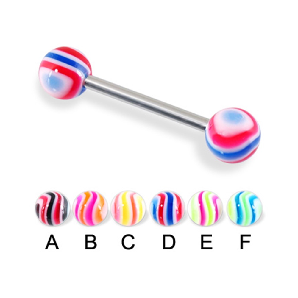 Swirl Tongue Barbell, 14 Ga,F