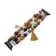 thumbnail image 2 of Natural Stone Bracelet Beaded-Bands Compatible with Apple Watch Series 9 8 7 6 5 4 3 2 1 SE, Handmade Elastic Stretch Beads Fancy Tassel Strap for iWatch Band 38/40/41mm Women,Coffee, 2 of 11