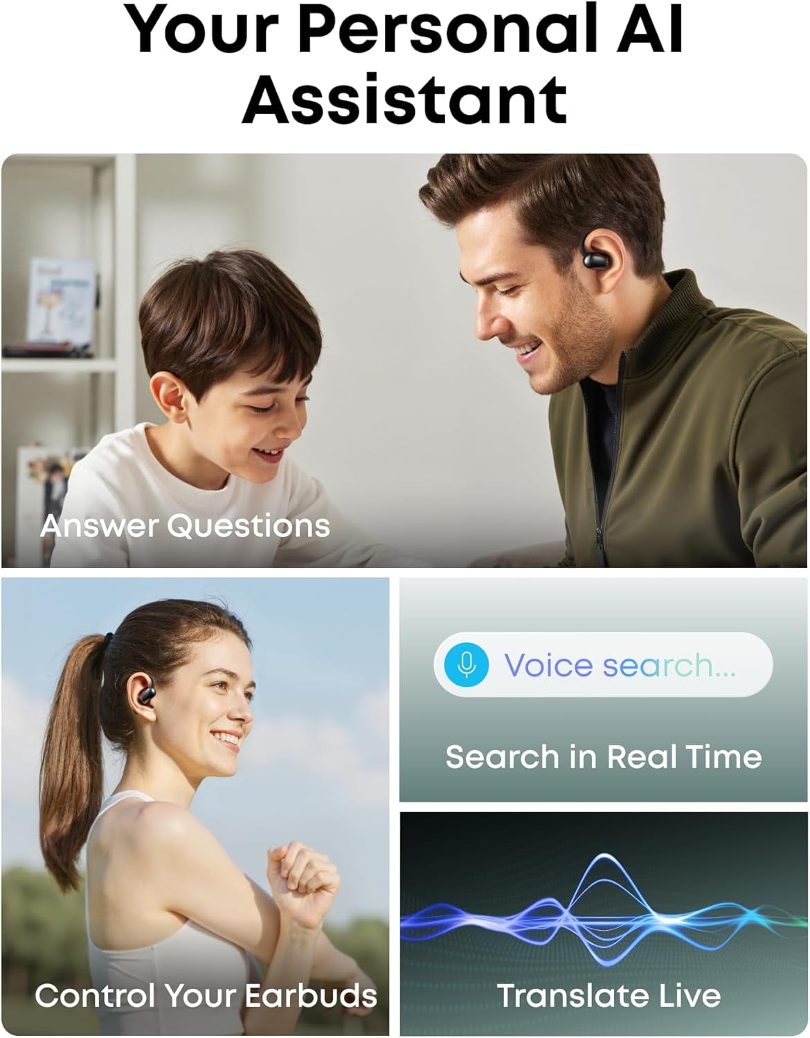 Soundcore AeroFit 2 AI Open-Ear Headphones, Pressure-Free, 2X Bass, Real-Time Translation, 35H Playtime, IP55