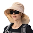 thumbnail image 4 of Femmes Chapeau de Soleil avec Rabat de Cou Femmes Chapeau de Seau Protection Uv Chapeau de Seau Femmes Chapeau de Soleil avec Rabat de Cou Large Bord Protection Uv Chapeau de Seau avec Queue de Cheval Trou Jugulaire pour l'Été, 4 of 7