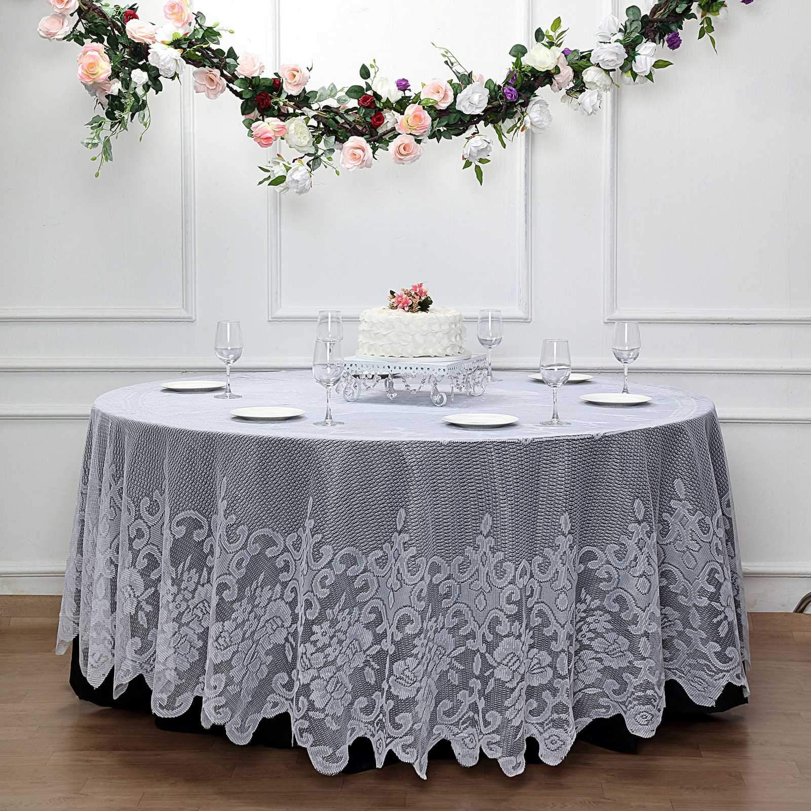 Efavormart 120" Premium Lace Round Tablecloth For Banquet Party Wedding