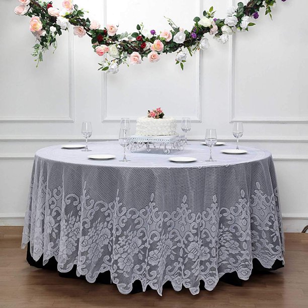 Efavormart 120" Premium Lace Round Tablecloth For Banquet Party Wedding Event Home Decor