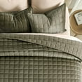 thumbnail image 2 of EVERGRACE Pearl Velvet Quilt Full Queen Size Bedding Sets, Luxurious Soft Velvet Comforter Set, Lightweight Box Stitching Oversized Bedspread Coverlet for All Season, with 2 Shams, Moss Green, 2 of 8