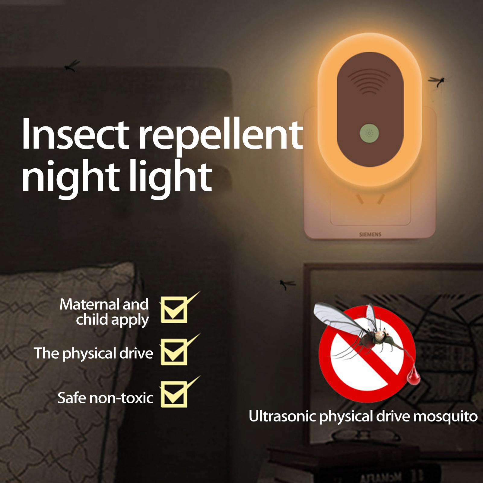 Wirlsweal Ultrasonic Pest Repellent Soft Lighting Large Coverage Area