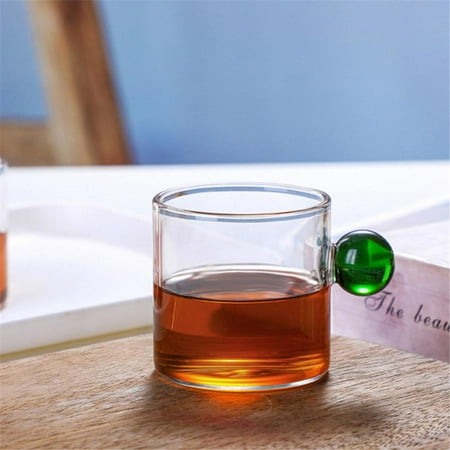 

Glass cups wooden round ball handle coffee cups atomized tea cups