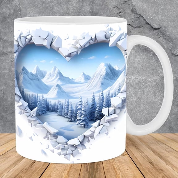 Gnmfd 3D Visual Effect Heart Ceramic Coffee Mug, Valentine's Day Couple Gift Cup for Him Her Morning Coffee Tea Hot Chocolate