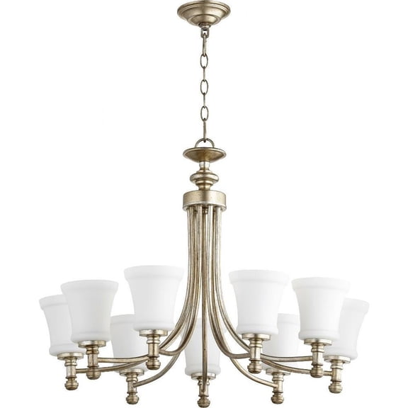 Transitional Nine Light Chandelier in Aged Silver Leaf Finish Bailey Street Home 183-Bel-2534889