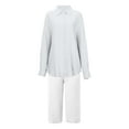 thumbnail image 4 of Two Piece Sets For Women Summer Long Sleeve Button Up Collared Shirt And Drawstring Capris Outfits Fall Winter Loungewear White 1 Xl, 4 of 5