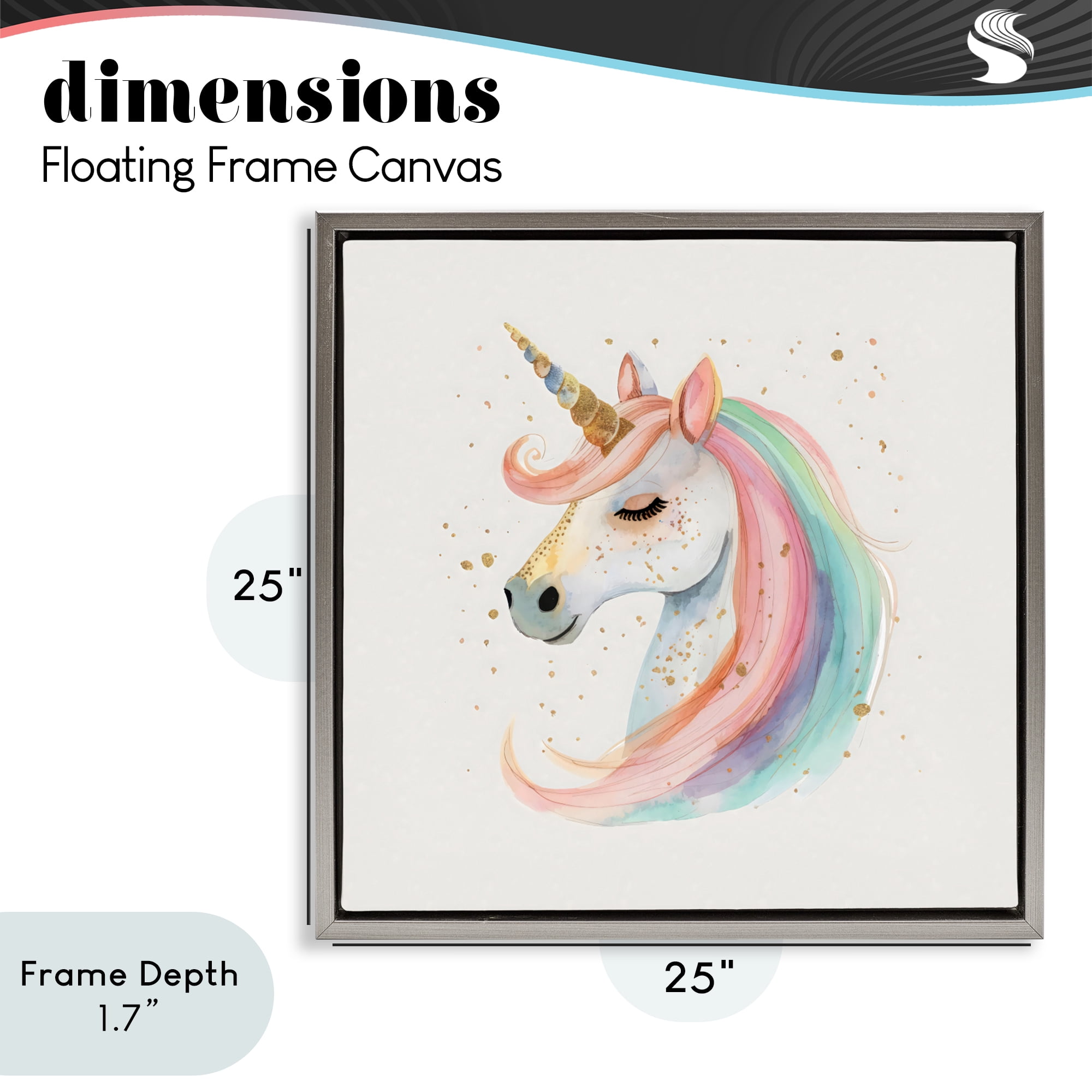 Stupell Industries Gold Accented Unicorn Gray Framed Floater Canvas Wall Art, design by Creative Studio