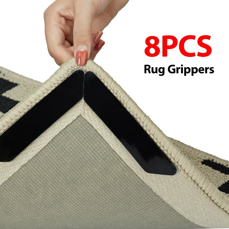 Rug-Grip, 16 Pcs Dual Sided Washable Removable Prevent Curling