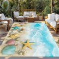thumbnail image 2 of Blue Summer Beach Outdoor Rug for Patio/Deck/Porch, Non-Slip Large Area Rug 4 x 6 Ft, Coastal Starfish Shell Nautical Waves Indoor Outdoor Rugs Washable Area Rugs, Camping Rug Carpet Runner, 2 of 8