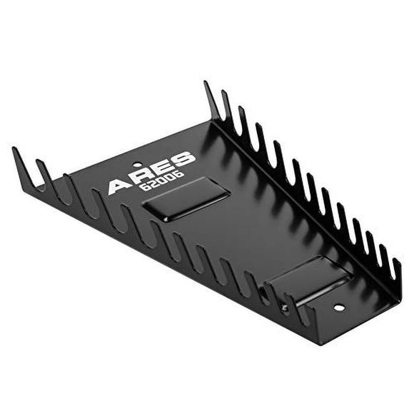 ARES 62006 - Organizador de Llaves de Trinquete Metálico de 12 Piezas - Soporte Metálico Resistente Almacena hasta 12 Llaves Métricas y en Pulgadas y Mantiene Tu Garaje Organizado