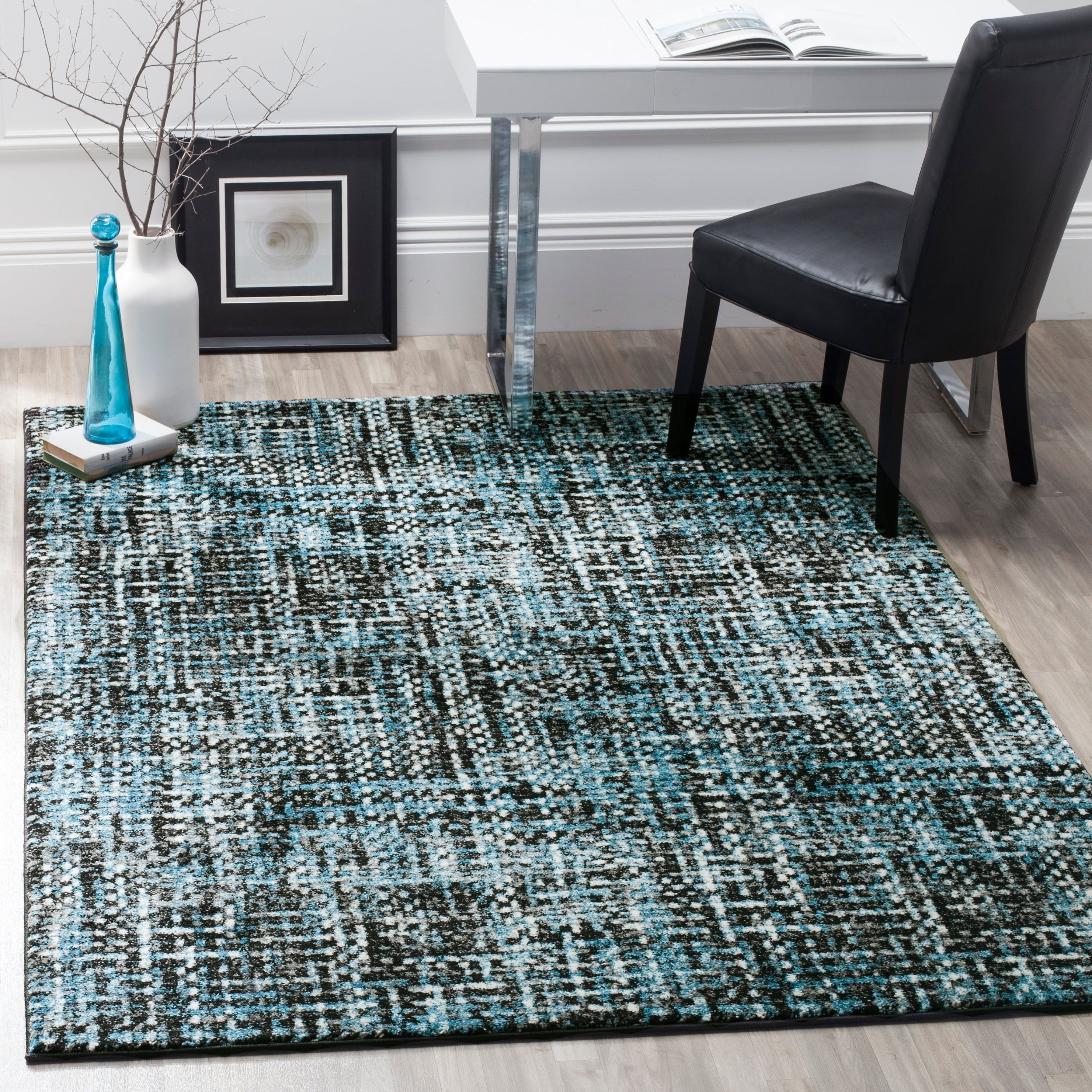SAFAVIEH Porcello Scarlett Abstract Striped Area Rug, Charcoal/Blue, 4' x 6'