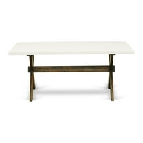X-Style 36X60 in Dining Table with Distressed Jacobean 418 Leg and Linen White Top finish