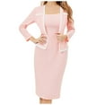 thumbnail image 2 of Women's 2 Piece Business Outfit Elegant Crop Jacket with Bodycon Midi Dress Matching Set Vintage Work Office Suits Dress Lounge Sets, 2 of 4