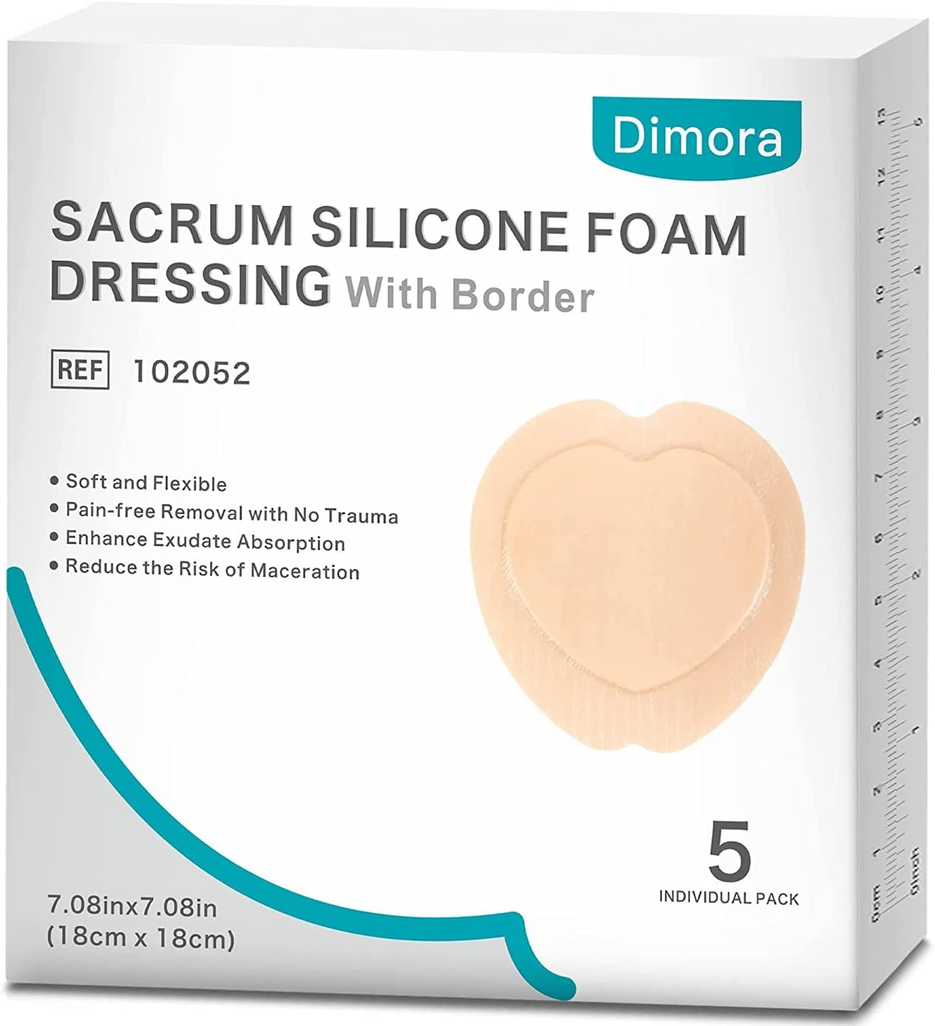 Dimora Wound Dressing Sacrum Foam Bandages Silicone Adhesive Border 7