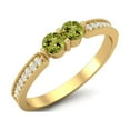 thumbnail image 2 of 3mm Round Peridot 925 Sterling Silver Gold Vermeil Two Stone Mother's Day Gift Ring, 2 of 3