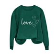 thumbnail image 4 of Sudadera Penkiiy Valentine para mujer: lindas camisetas del día de San Valentín Love Heart Graphic Print Suéter de manga larga Tops XL Green, 4 of 5