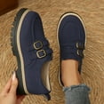 thumbnail image 2 of Rokment Womens Suede Buckles Platform Slip on Penny Loafers Walking Shoes 2026 Fashion Casual Chunky Heels Oxfords Dress Shoes Blue Size 6, 2 of 7