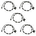 thumbnail image 1 of Ensemble de 5 Bracelets en Croix Rosaire Faits à la Main, Pulseras Decenarios Noir, 1 of 2