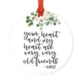 thumbnail image 2 of Round Metal Christmas Ornament, Your Heart and My Heart are Very Very Old Friends - Hafiz, 1-Pack, 2 of 3