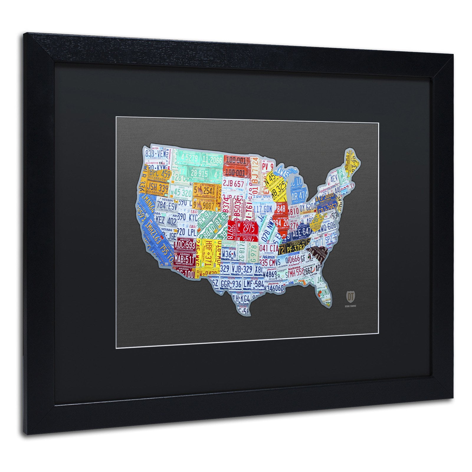 Trademark Fine Art 'Massive USA License Plate Map' Canvas Art by Design Turnpike, White Matte, Black Frame