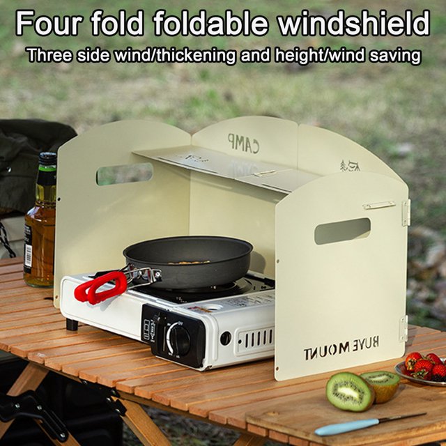 LJNYFDC Durable Metal Stove Windscreen Folding Metal Stove Windshield with Organizer Rustproof Heat Resistant Camping Picnic Stove Windscreen with Carrying Case