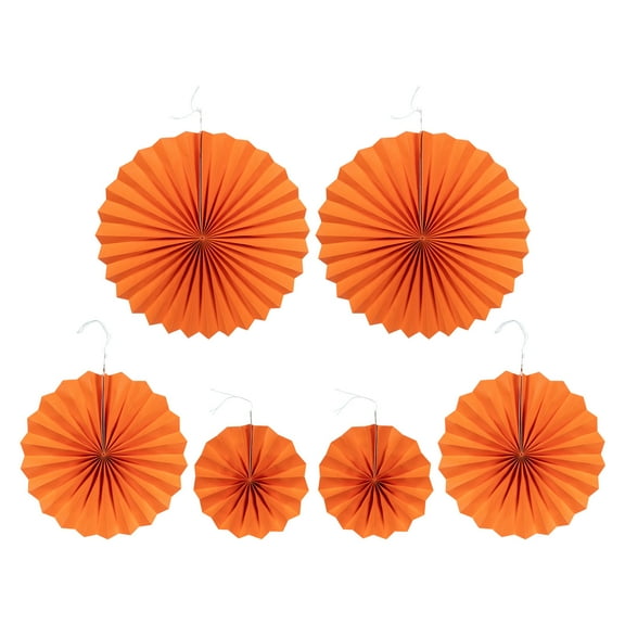 GOOHOCHY Orange Paper Fans for Decor Use Bright Color and Lightweight Portable Party Fan Decors 6 Pcs