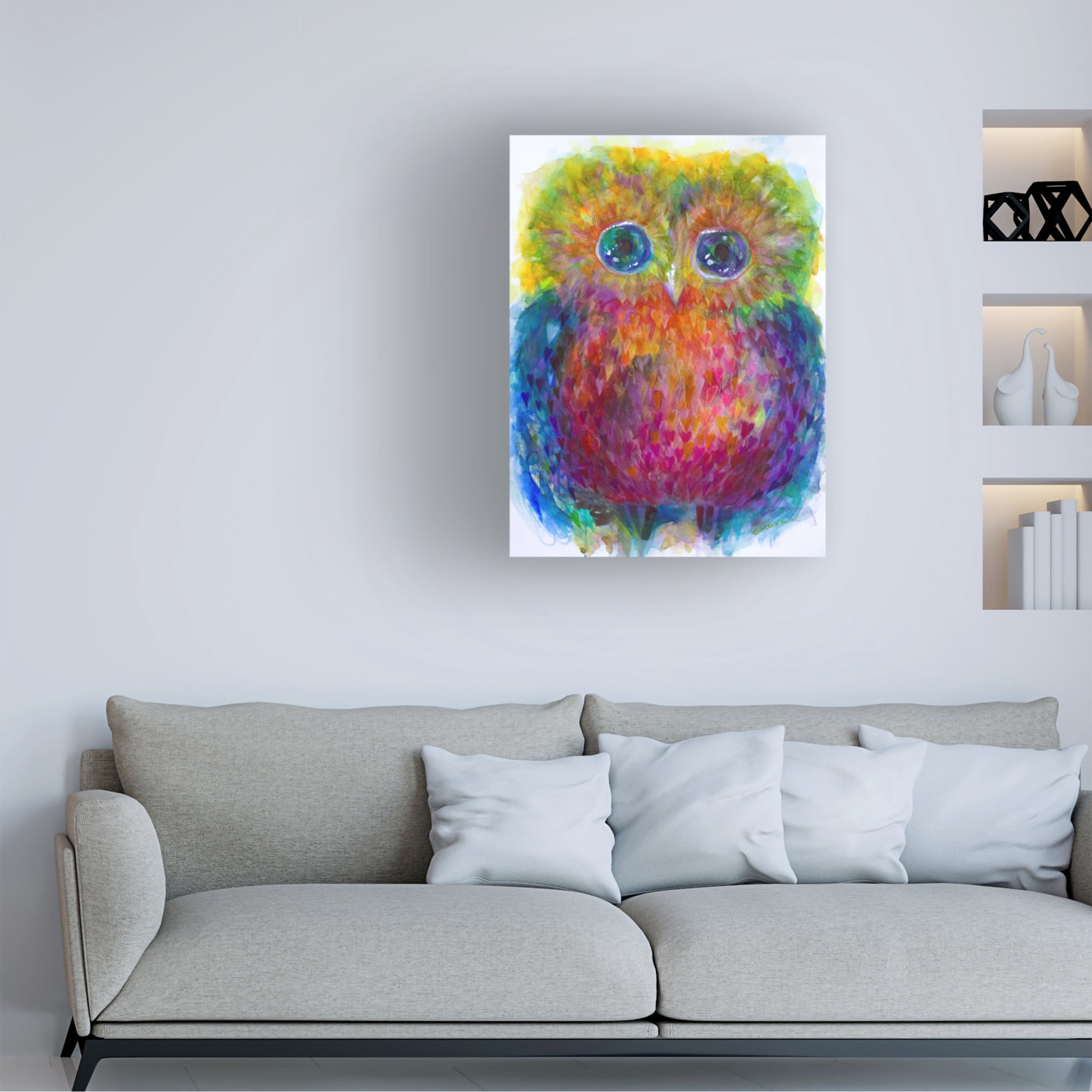 Canvas Wall Art - Oxana Zaika 'Owl 4' Wall Art for Living Room, Bedroom, or Office Décor by Trademark Fine Art - 14 x 19 Inches