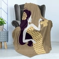 thumbnail image 4 of Vintage Woman Soft Flannel Fleece Throw Blanket, Retro Silhouette of Pregnant Woman Holding a Baby Jacket Mom Image, Cozy Plush for Indoor and Outdoor Use, 50" x 70", Multicolor, by Ambesonne, 4 of 5