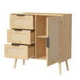 thumbnail image 7 of Hassch Storage Cabinet with Rattan Door & 3 Drawers, Rattan Cabinet with Adjustable Shelf, Accent Small Sideboard for Living Room, Dining Room, Entryway, Natural, 7 of 7