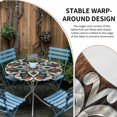 thumbnail image 2 of Brown Teal Boho Round Tablecloth for 55-60 Inch Tables, Fitted Table Cover with Elastic Edge, Ethnic Rustic Abstract Flowers Waterproof Outdoor Table Cloth Protector for Patio Garden Dinner Picnic, 2 of 9