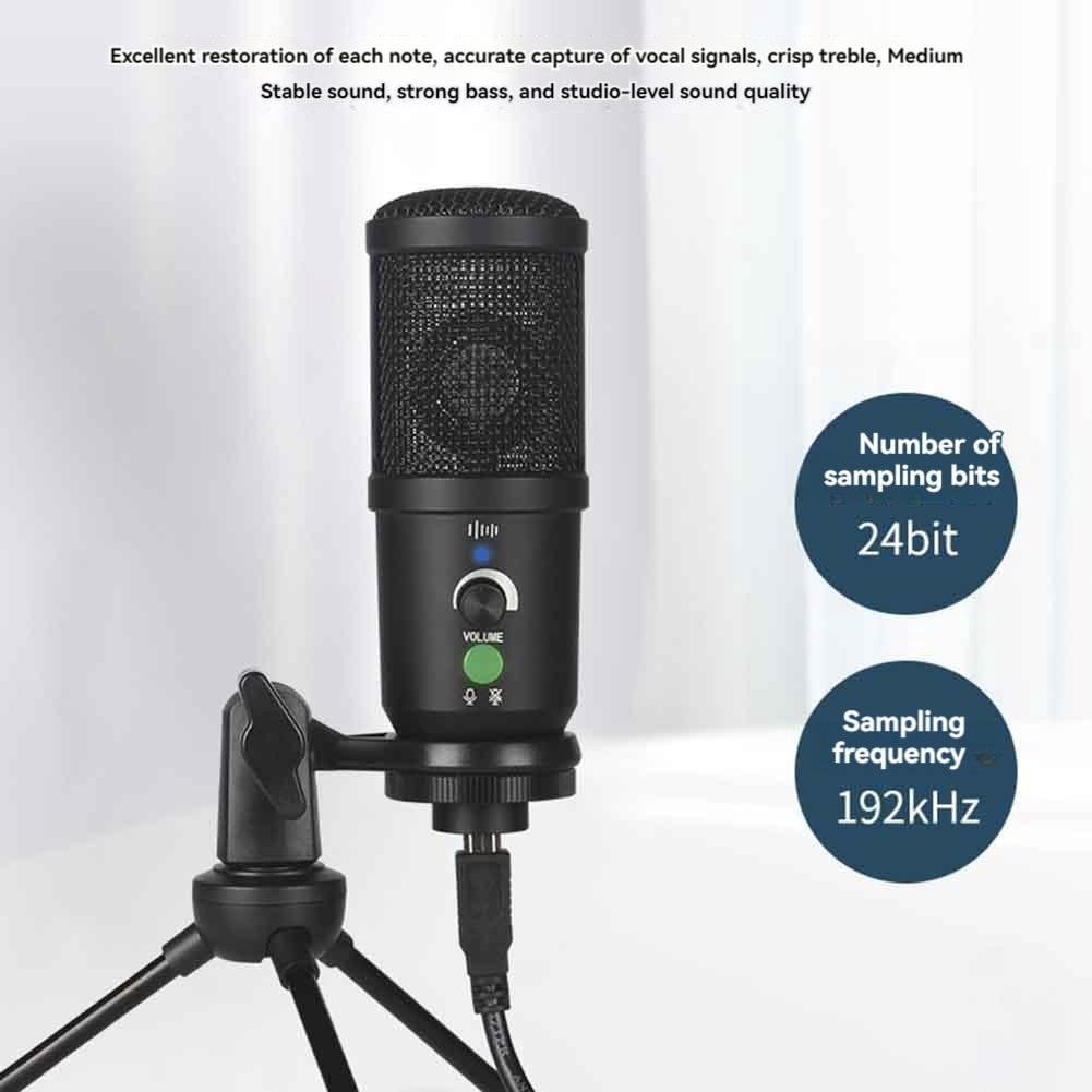 Gaming USB Microphone Noise Cancellation Condenser Mic for Pc Podcast Microphone with Boom Bracket C