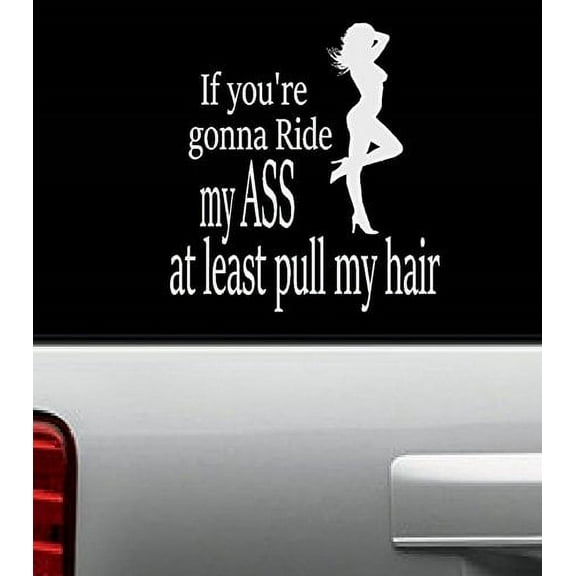Decal ~ If you're gonna ride my "a" at least pull my hair ~ WALL, or Window Decal 8" x 7"