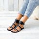 thumbnail image 5 of Sandalias de cuero negro de verano para mujer, zapatos con puños al tobillo, chanclas, zapatos planos Wmkox8yii shjk5018, 5 of 7