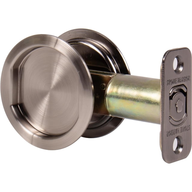 Round Pocket Door Lock, Passage (Hall/Closet) Latch, 2-3/4" Backset, RCL, Antique Nickel by Stone Harbor Hardware