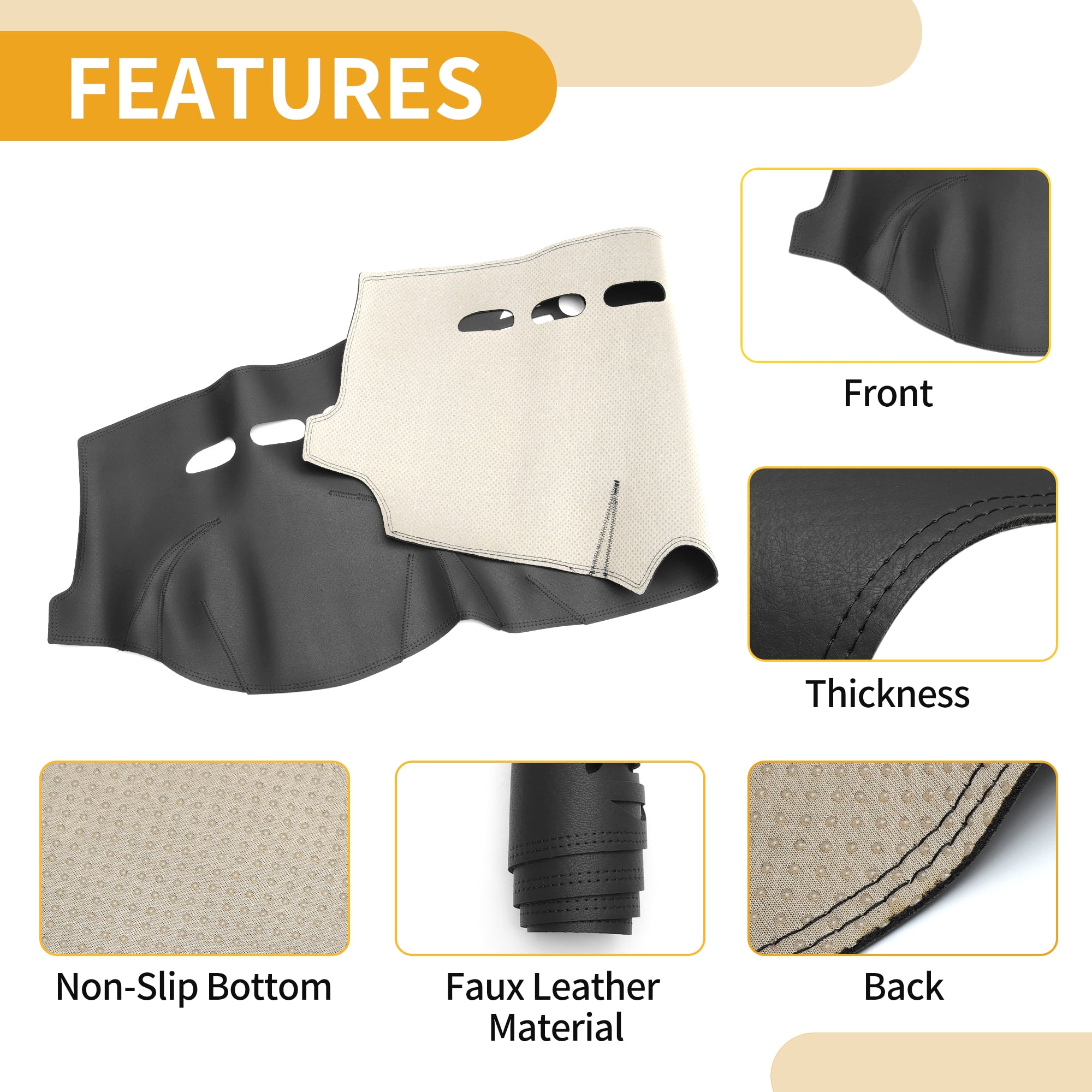 Dashboard Cover Dash Cover Mat Carpet for Jeep Grand Cherokee 2011-2021 Black Faux Leather 1 Pc Anti-Slip Car Interior