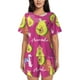 thumbnail image 1 of Fotbe Pink Green Avocado Conjunto de Pijama Estampado para Mujer, 2 Piezas, Ropa de Dormir con Camiseta de Manga Corta y Shorts Suaves-Large, 1 of 6