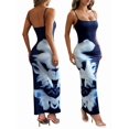 thumbnail image 3 of Women Summer Casual Floral Dresses Spaghetti Strap Bodycon Maxi Beach Dress Dark Blue L, 3 of 6