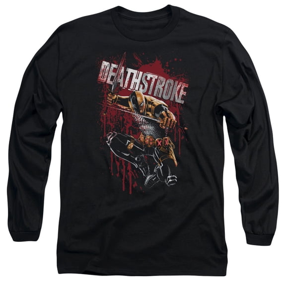 JLA Justice League Blood Splattered Long Sleeve Adult 18/1 T-Shirt Black