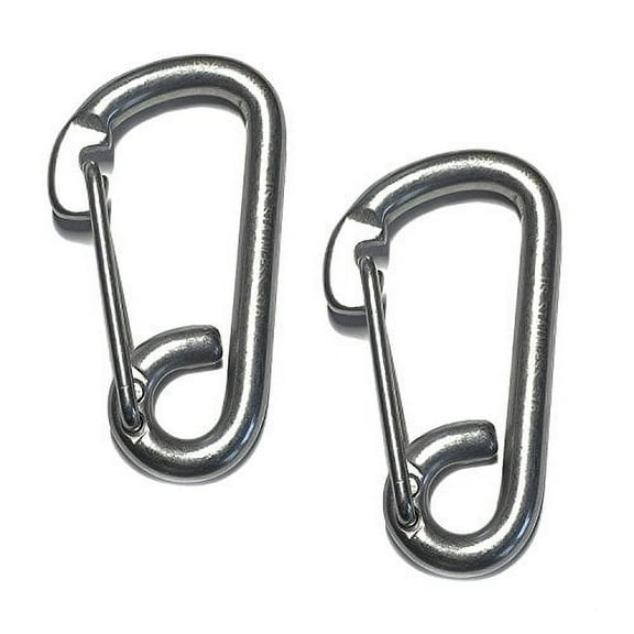 US STAINLESS 2 Pieces Stainless Steel 316 Spring Hook Carabiner 3/8" (10mm) Marine Grade Safety Clip