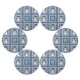 thumbnail image 2 of 15.4" Round Placemat Set of 6 Polyester Fabric Place Mats Non-Slip Dining Kitchen Table Mats for Kitchen Party Decor Smiling Snowmen Wearing Black Hats, 2 of 5