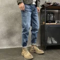 thumbnail image 5 of Pantalones vaqueros ajustados para hombre con bolsillos, pantalones vaqueros para hombre, moda coreana, novedad de verano, estilo coreano, algodón suelto, estilo 2024, talla XS, 5 of 5