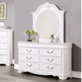 thumbnail image 2 of Twin Size Bed Dresser Mirror Nightstand 4pc Bedroom Furniture Set White Formal Faux Wood Carved, 2 of 8