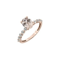 1-5/8 Carat T.G.W. Morganite & White Topaz Engagement Ring in 10k Rose Gold